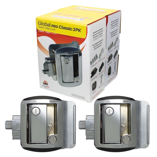 Global 2-PACK Keyed Alike, Standard Towable RV Entry Door Lock, G3xx keyed, For Standard RV Locks, Chrome TTL-43610-PC-2PK - main